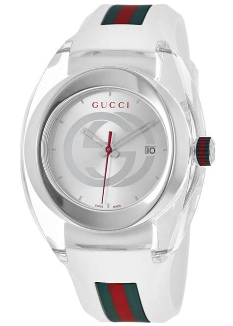 gucci sync xxl white rubber strap 46mm unisex watch ya137102|GUCCI SYNC XXL White Rubber Strap 46mm Unisex Watch .